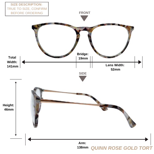 Quinn | Rose Gold Tortoise | Blue Light Blocking Glasses