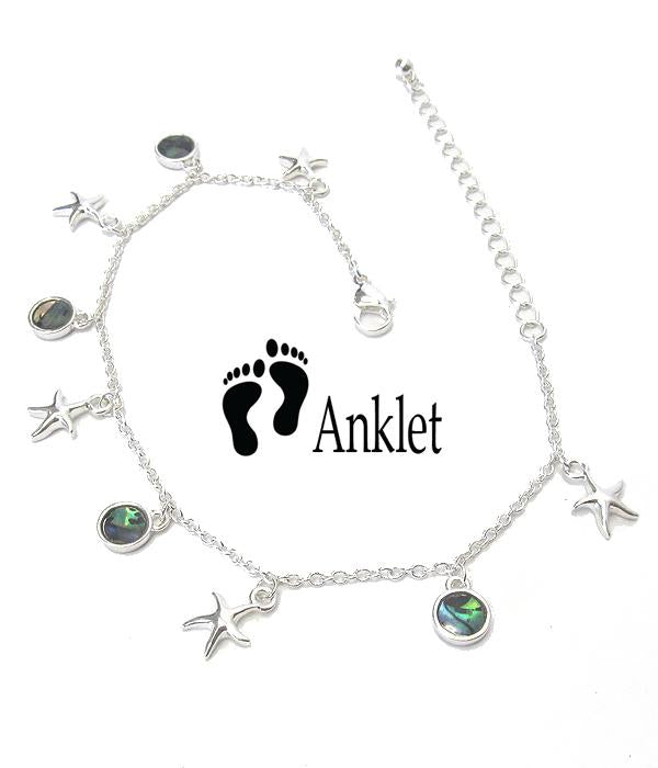 Abalone Charms Starfish Anklet Ankle Bracelet
