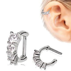 316L Stainless Steel Cascading CZ Cartilage Clicker Earring