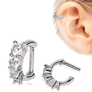 316L Stainless Steel Cascading CZ Cartilage Clicker Earring