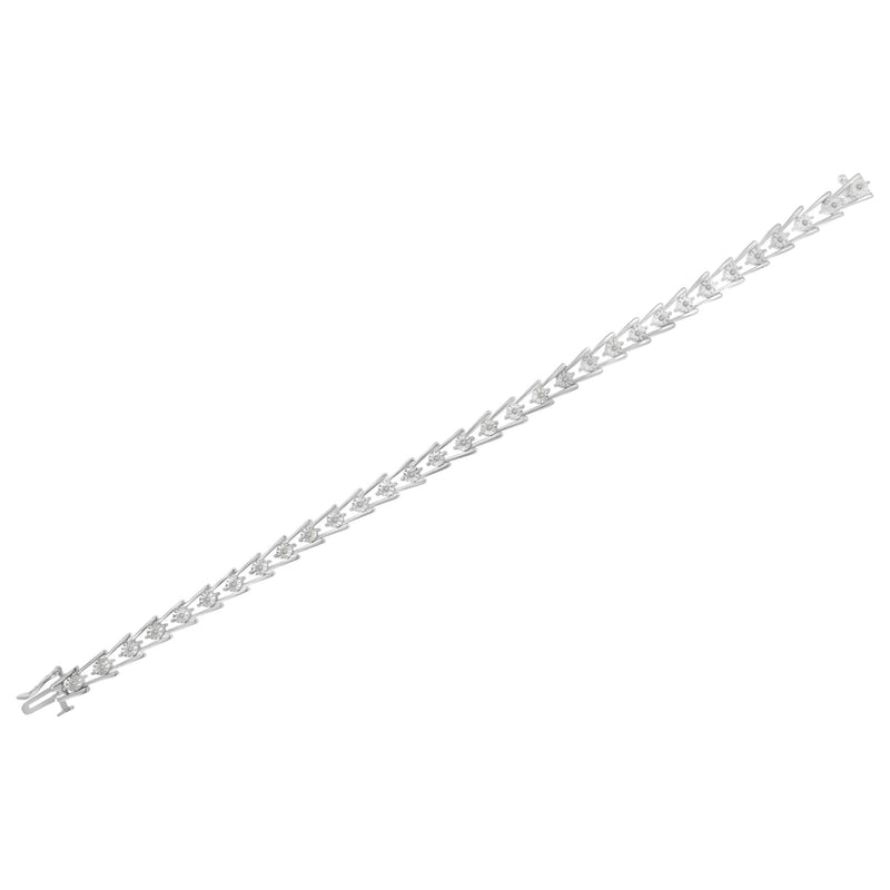 .925 Sterling Silver 1/4 Cttw Miracle Set Diamond Sleek and Open "V"Bracelet (I-J Color, I3 Clarity) -7.5"