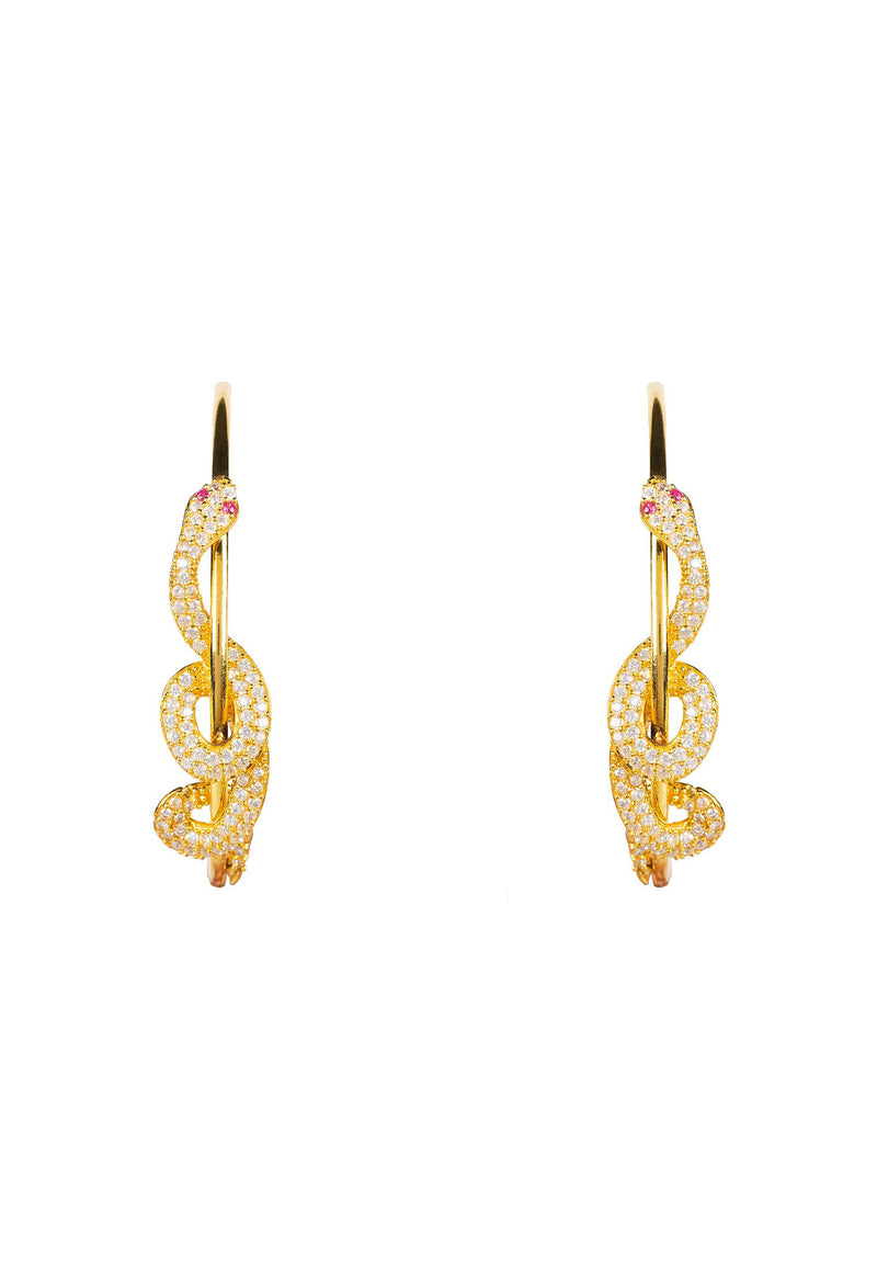 Cleopatra Serpent Snake Hoop Earrings Gold