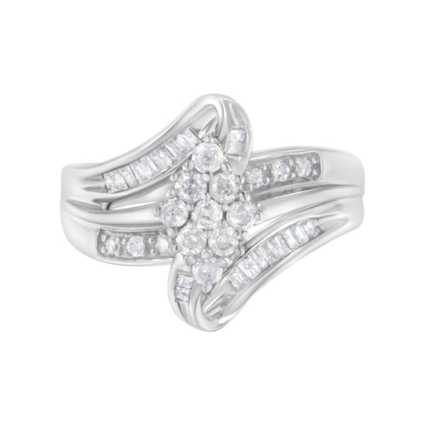 10K White Gold 1/2 Cttw Diamond Cluster Ring (H-I Clarity, I2-I3 Color) - Size 8