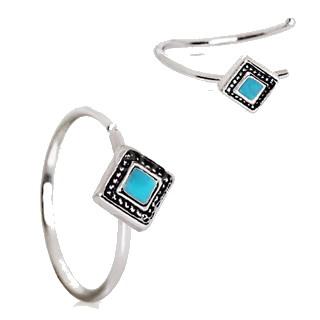 316L Stainless Steel Rhombus Cut Turquoise Cartilage Earring