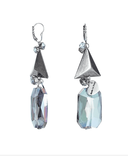 Dangle and Drop Earrings With Triangle Studs and Rhinestones.