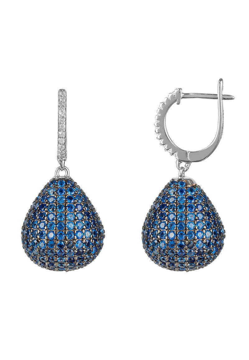 Valerie Pear Drop Gemstone Earrings Silver Sapphire Blue