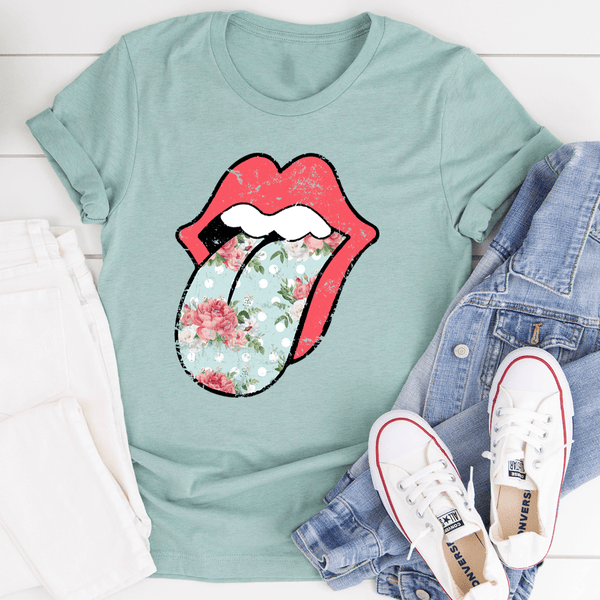 Hippie Floral Tongue T-Shirt