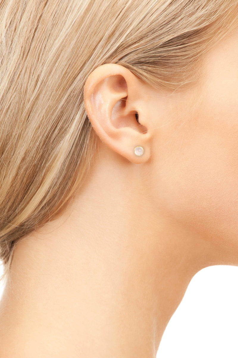 Petite Stud Earrings Rosegold Rose Quartz