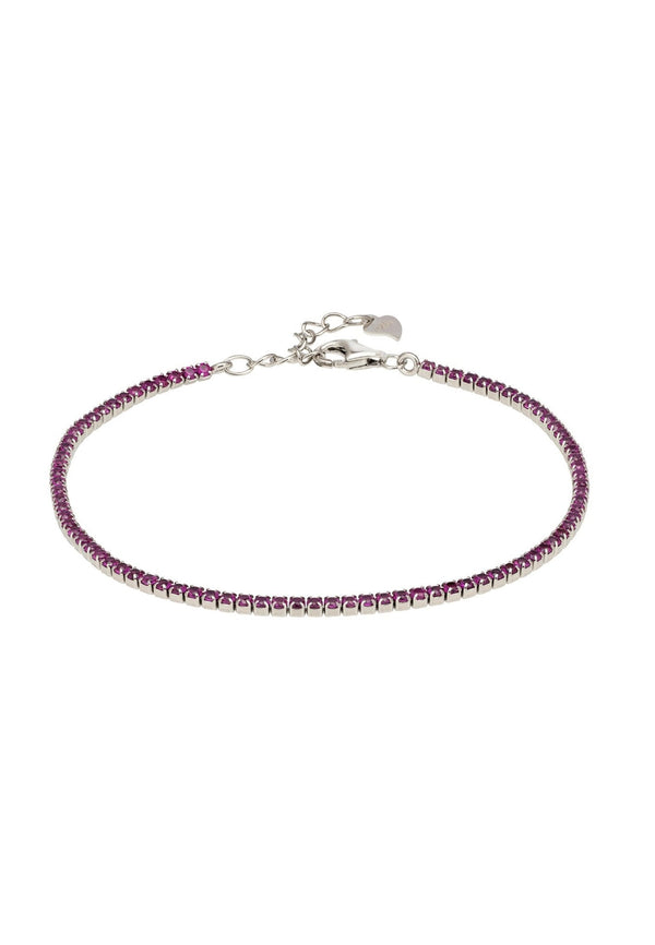 Tennis Bracelet Silver Ruby Pink