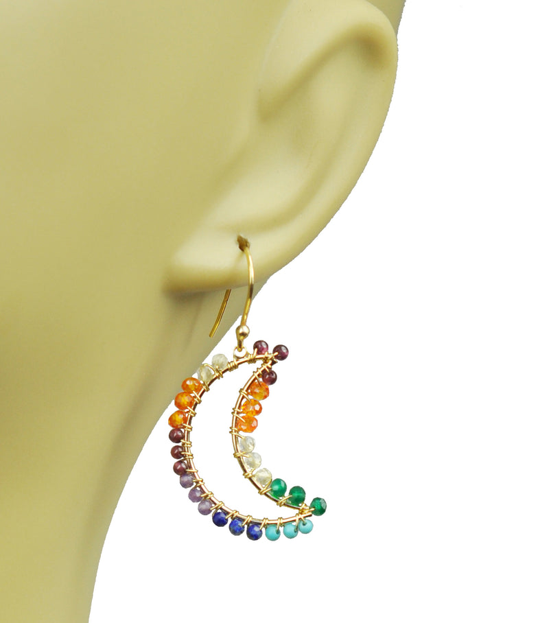 Chakra Star and Moon Vermeil Earrings