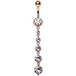 Rose Gold Plated Cascading CZ Dangle Navel Ring