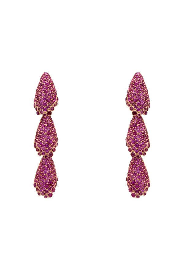Arabelle Ruby Pink Earrings Rosegold