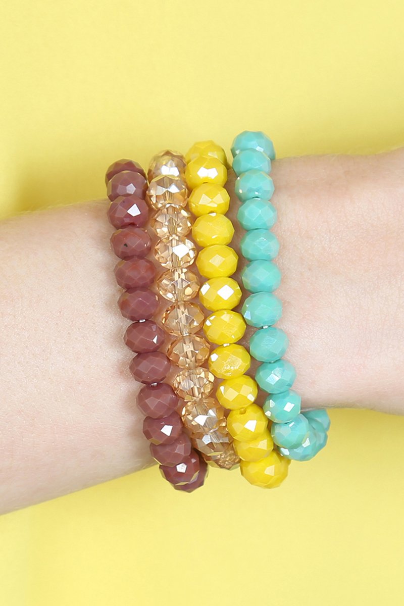 Four Line Glass Beads Stretch Bracelet