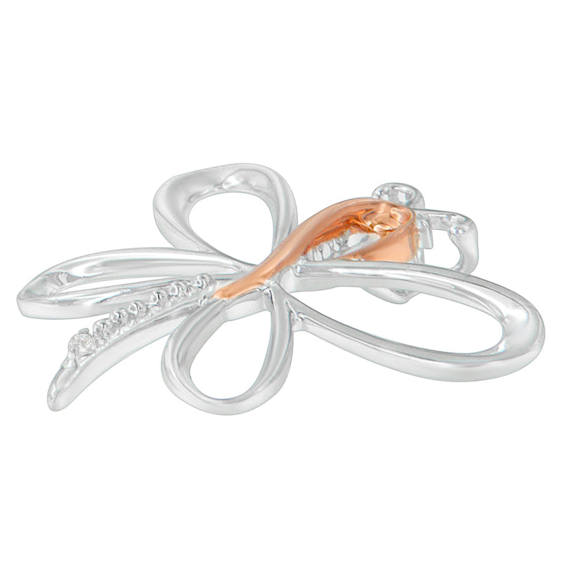 10K Rose Gold Over .925 Sterling Silver Diamond-Accented Dragonfly 18" Pendant Necklace (H-I Color, I1-I2 Clarity)