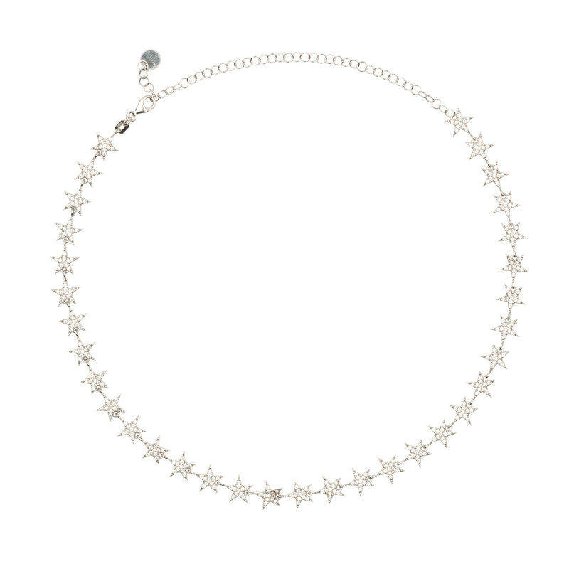 Star Strand Choker Necklace Silver