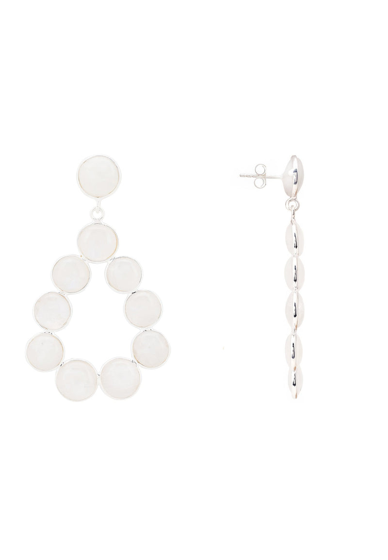 Hatun Gemstone Statement Earrings Silver Moonstone