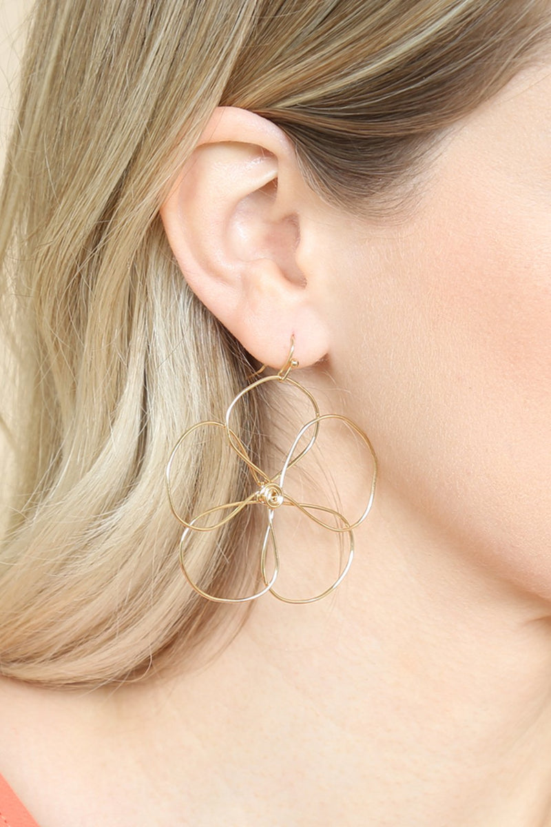 Hde2456 - Wire Flower Hook Earrings