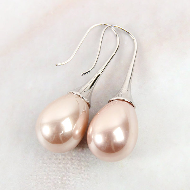 Hde2344 - Teardrop Pearl Pull Trough Earrings