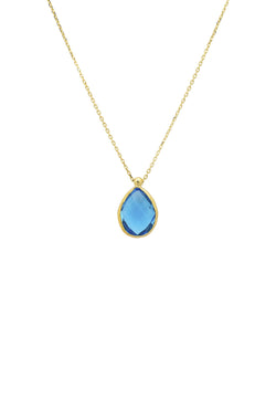 Petite Drop Necklace Gold Blue Topaz Hydro