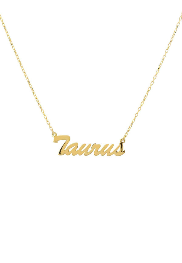 Zodiac Star Sign Name Necklace Gold Taurus