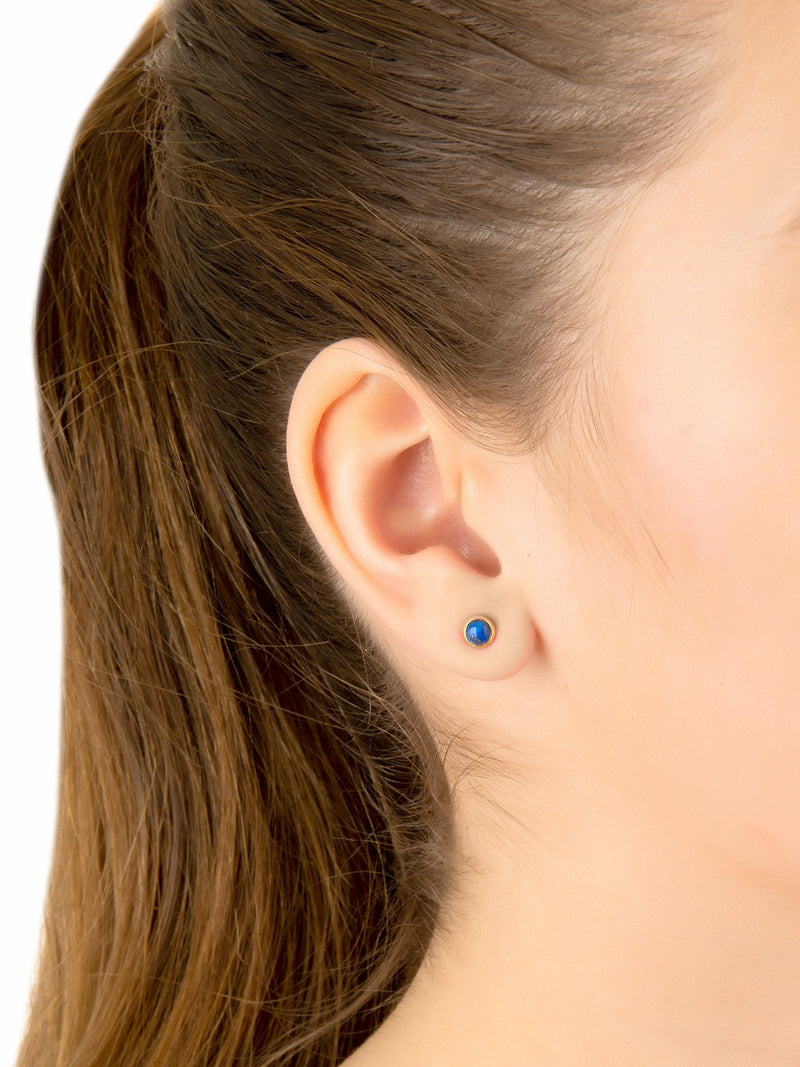 Petite Stud Earring Gold Lapis Lazuli