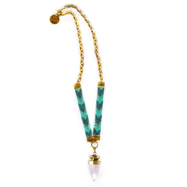 St Tropez Crystal Quartz Necklace - Blue
