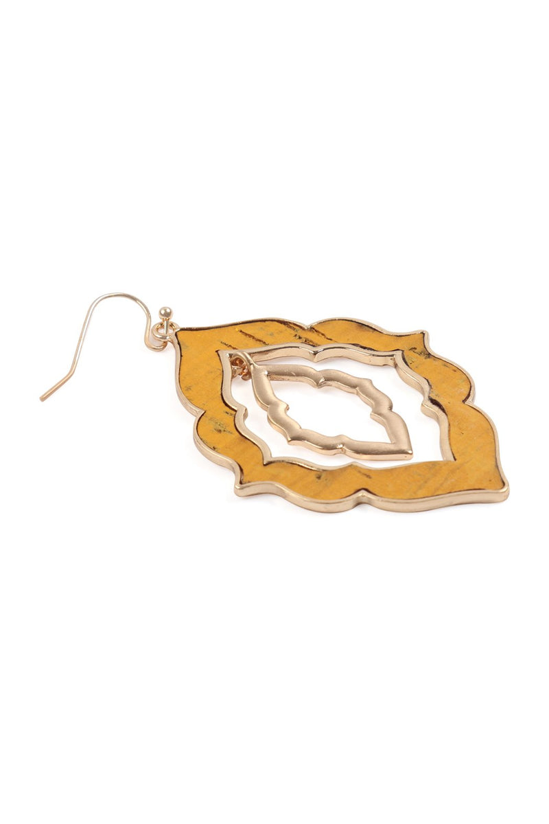 B3e2201 - Moroccan Shape Cast Cork Link Hook Earrings