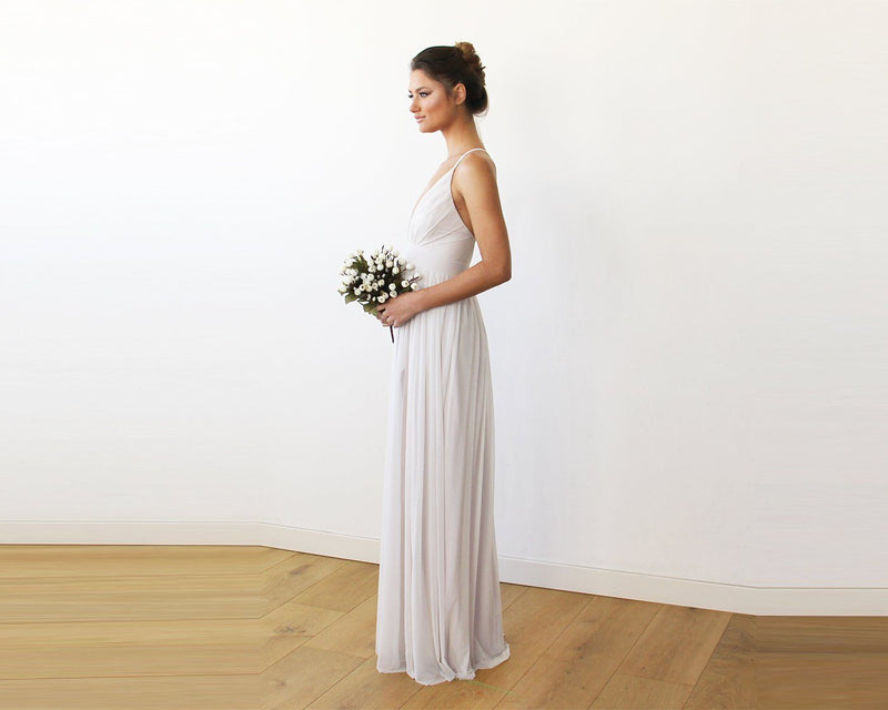 Chiffon Maxi Wrap With Thin Straps - Ivory Maxi Dress With Adjustable Straps 1170