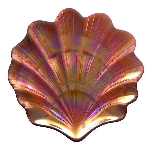 Set/4 SCALLOP SHELL 8" COPPER LUSTER PLATES