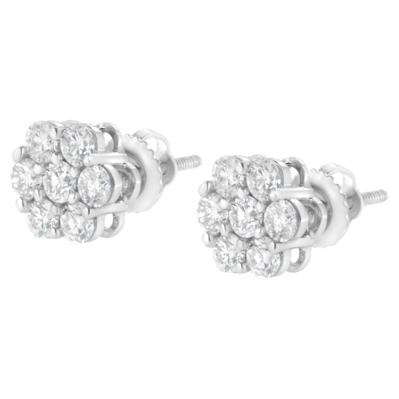 14KT White Gold 1 Cttw Diamond Composite Stud Earrings (I-J, SI2-I1)