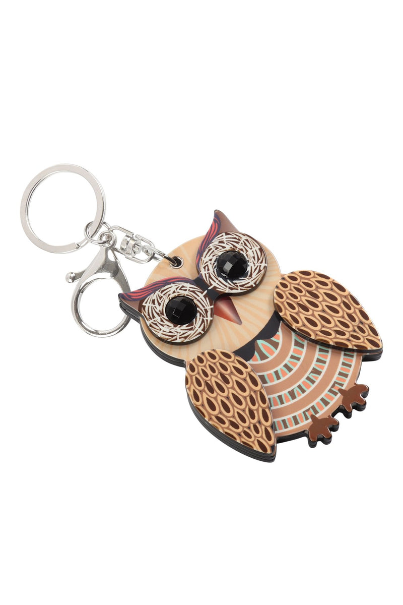 Kc417x025 - Cute Owl With Mirror Keychain