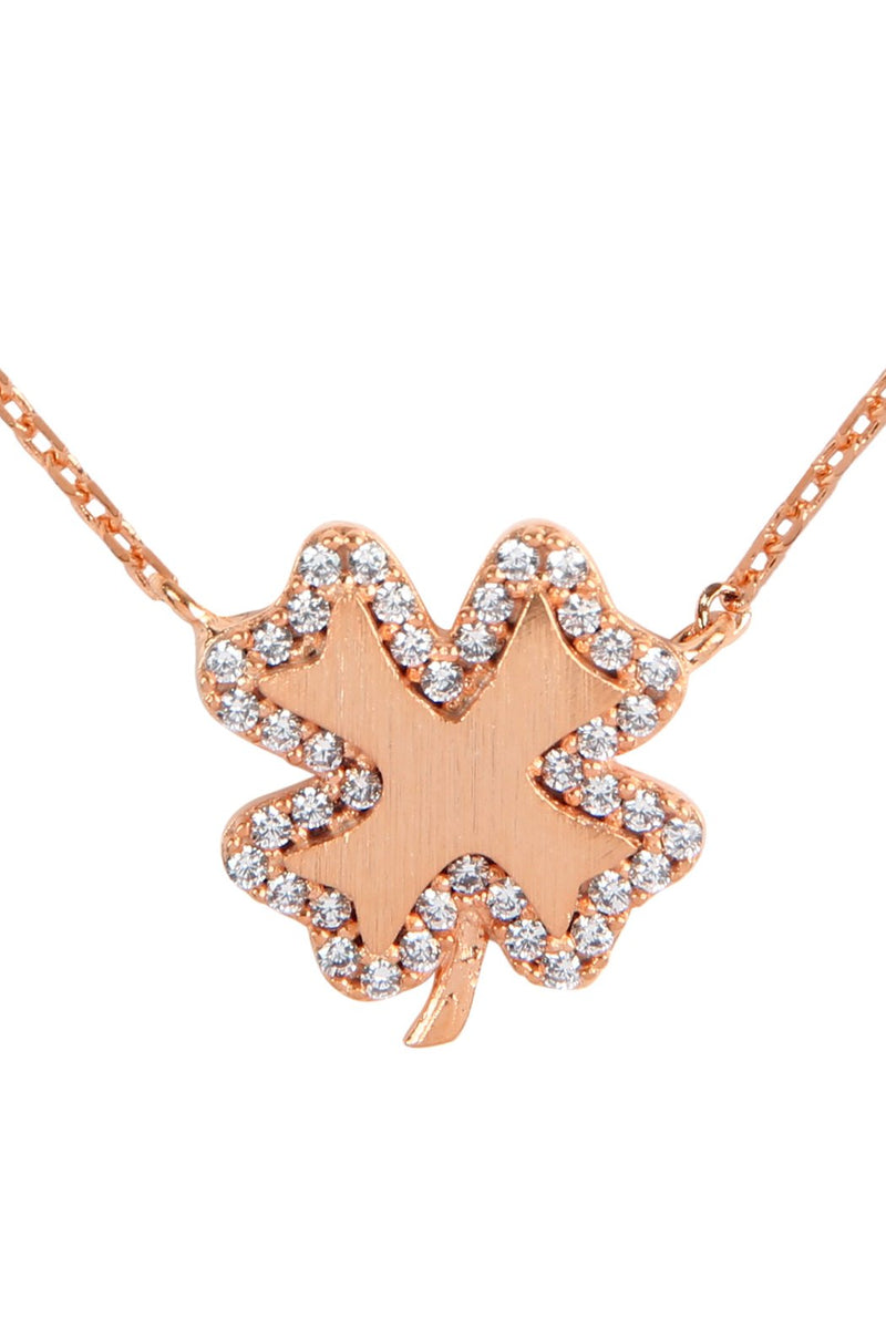 Hdnd3n15 - Clover Leaf Crystal Pave Pendant Necklace