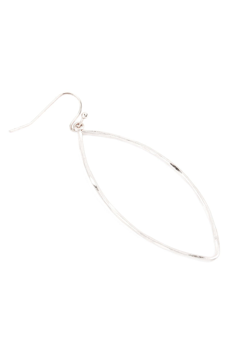 Hammered Wire Leaf Shape Drop Earring