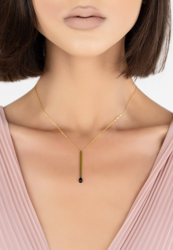 Matchstick Pendant Necklace Gold