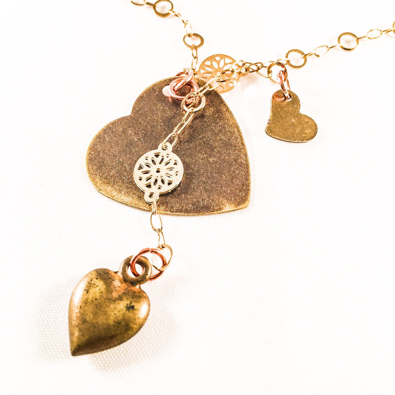3 Hearts Charms Necklace.
