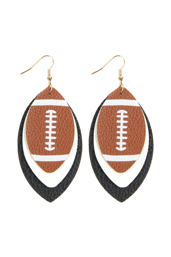 Football Sports Layered Leather Earrings