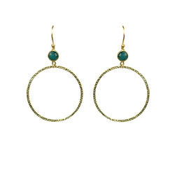 Emerald Bezel Circle Earrings