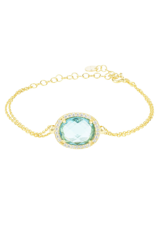Beatrice Oval Gemstone Bracelet Gold Blue Topaz Hydro