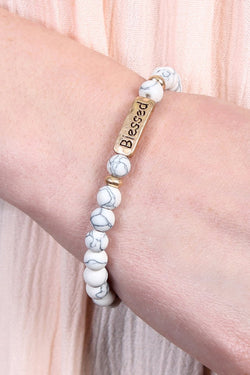 "Blessed" Natural Stone Message Bracelet