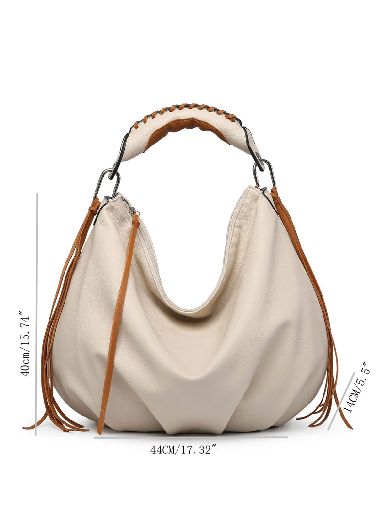 Women Hobo Bag Contrast Handle MT1139-3 BE