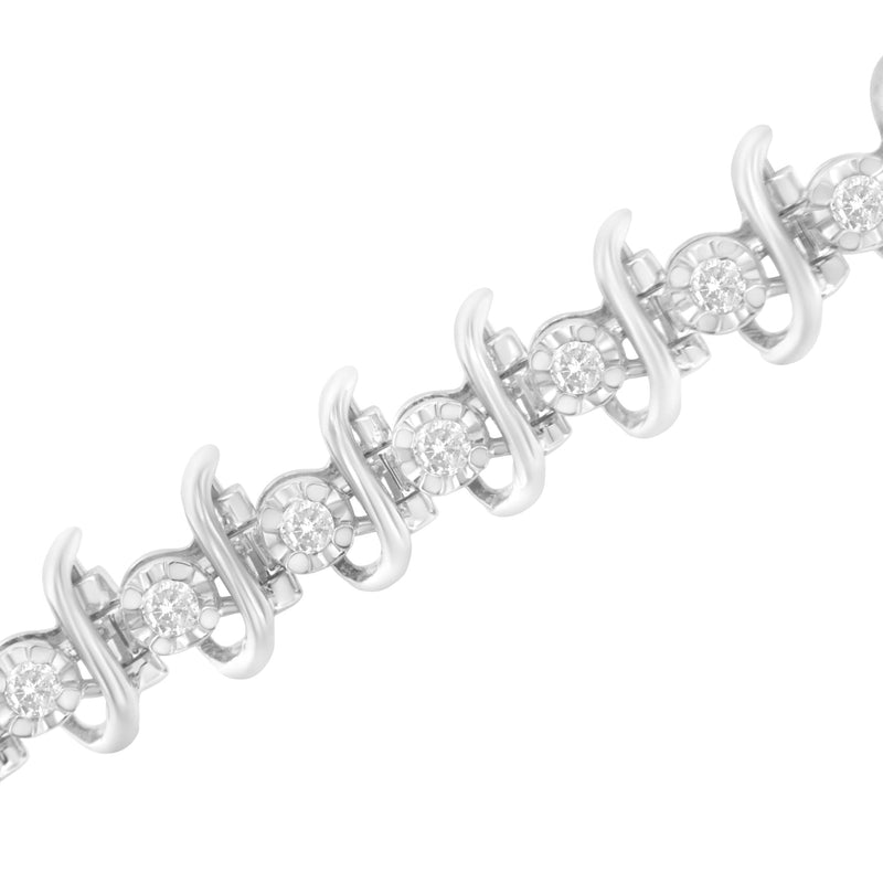 .925 Sterling Silver 1 Cttw Prong-Set Diamond Link Bracelet (I-J, I1-I2) - 7.25"