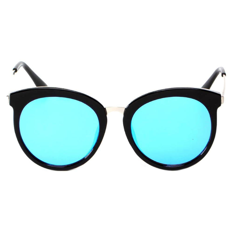 ELWOOD | CD04 - Vintage Oversized Round Mirrored Lens Horned Rim Sunglasses