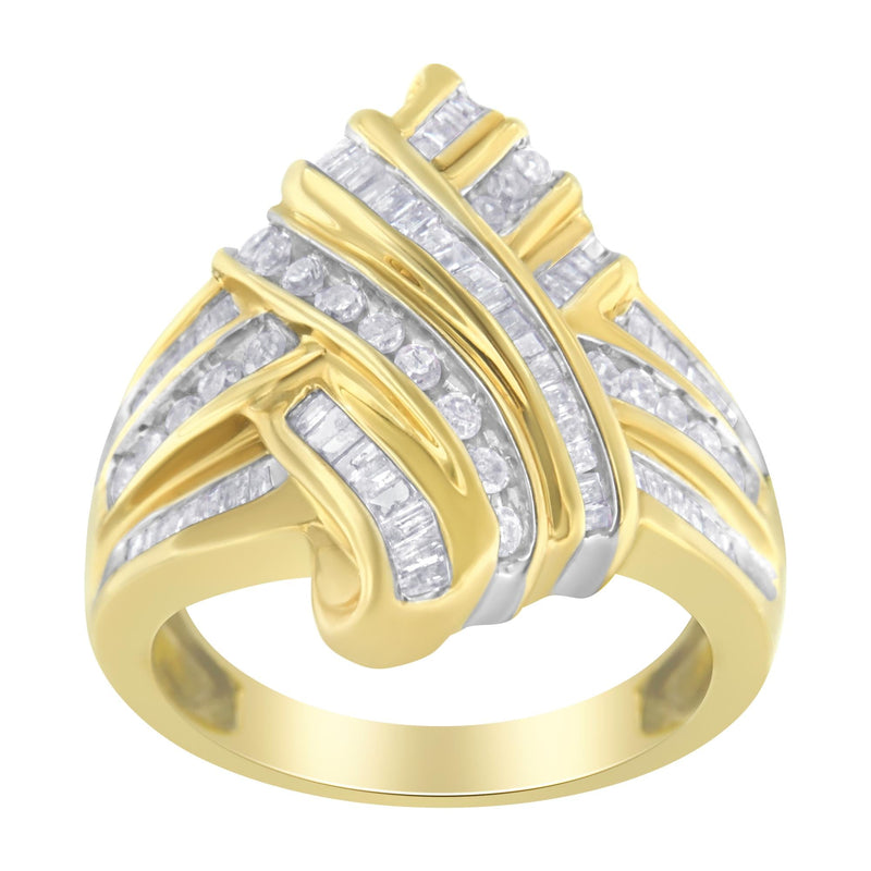10K Yellow Gold Diamond Bypass Ring (1.0 Cttw, H-I Color, I2-I3 Clarity)