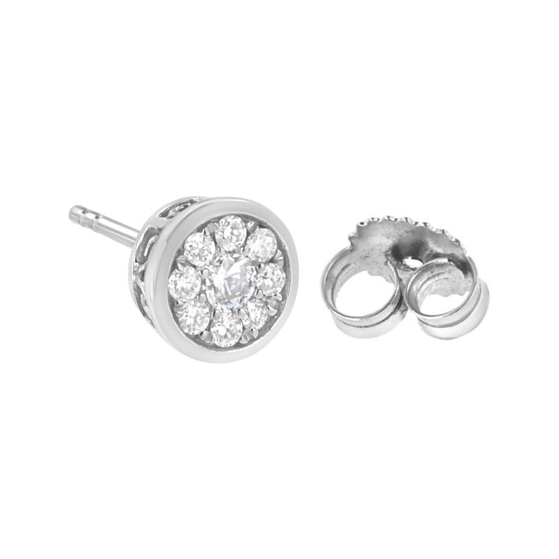 .925 Sterling Silver 1/2 Cttw Lab-Grown Diamond Flower Stud Earring (F-G Color, VS2-SI1 Clarity)