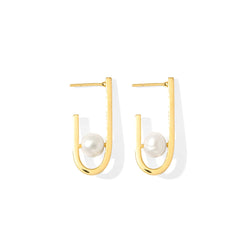 J Hoop Freshwater Pearl Earrings