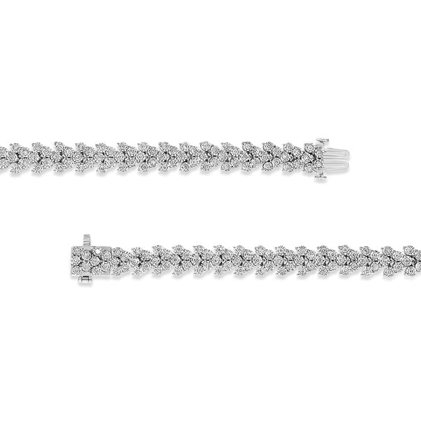 .925 Sterling Silver 2.00 Cttw Miracle Set Diamond Laurel Wreath Link Bracelet (I-J Color, I3 Clarity) - 7.25"