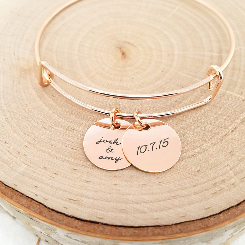 Personalized Silver Bangle - Anniversary Bracelet