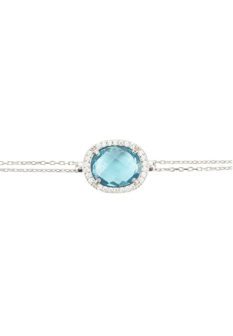 Beatrice Oval Gemstone Bracelet Silver Blue Topaz Hydro