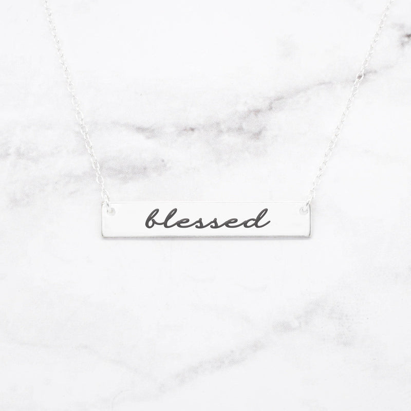 Blessed Necklace - Rose Gold Bar Necklace