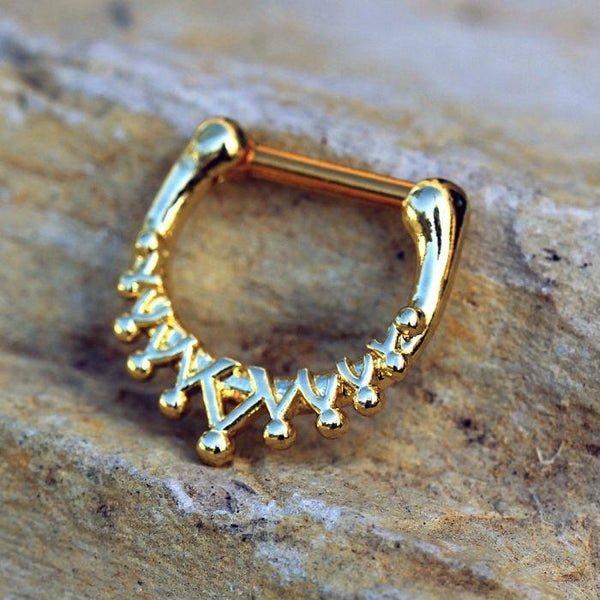 Gold Plated Royal Crown Septum Clicker